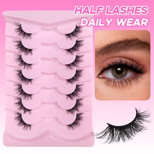 Wholesale Fox-Eye Half-Lash Flared Lashes, Thick Curly Fiber 7-Pair Natural Curled Cross-Border Lashes