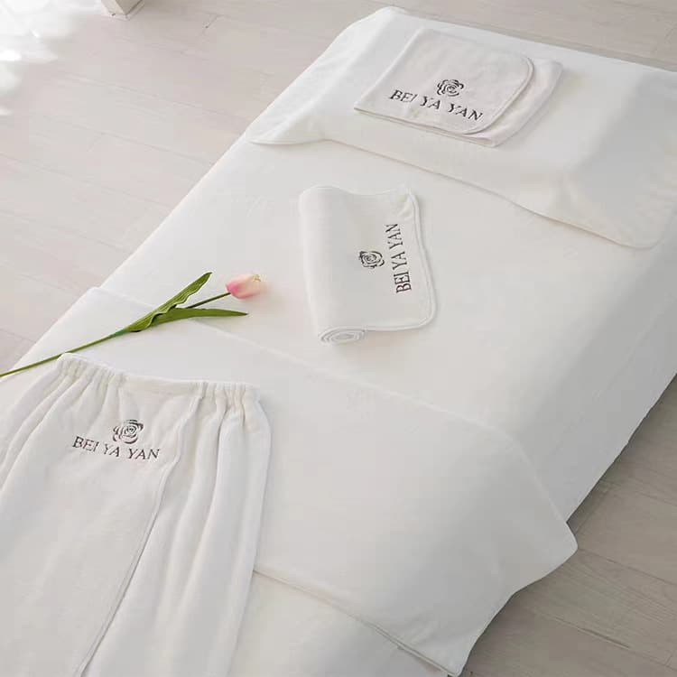 Wholesale Professional Beauty Salon Towels, Custom Logo Large Absorbent Non-Shedding Bed Sheets, Head Wraps, and Thick Bath Towel Sets