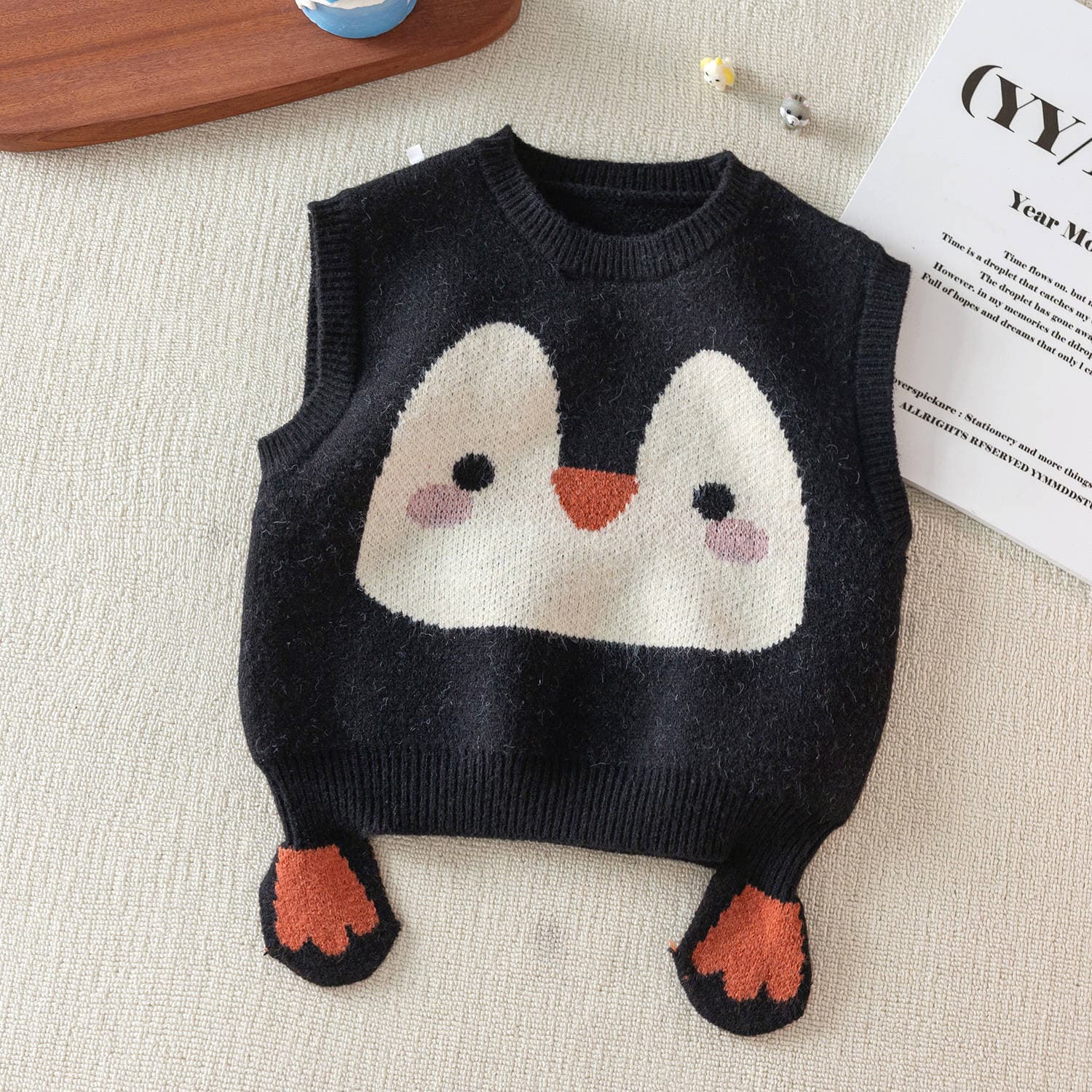 Children's Vest Cute Knit Sweater Spring Korean Style Round Neck Sleeveless Outerwear Vest for Girls and Boys