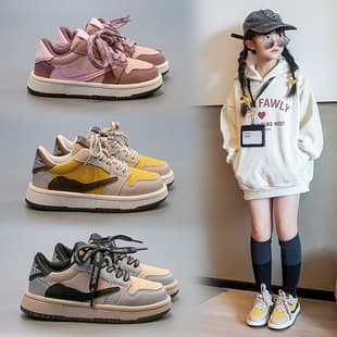 Trendy Leather Panel Shoes 2025 Fall New Baby Girls Soft Sole Non-Slip Casual Shoes Boys Fashion Sneakers