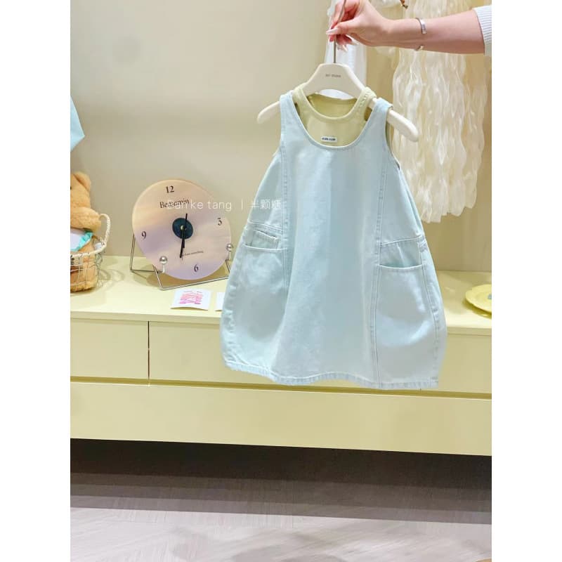 Children's denim vest skirt 2026 spring and summer new Korean style suspender skirt children's clothing girls designer dress