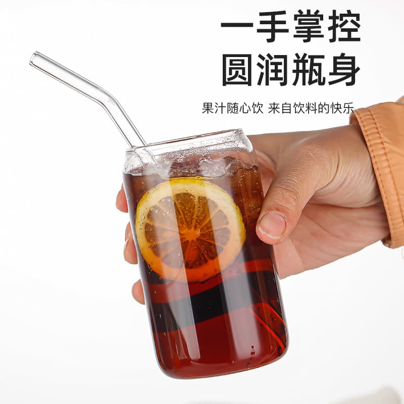 Foreign Trade Me Home Large Pop Can Shape Glass Cup 20 oz Coke Cup Cold Drink Cup Coke Can with Lid