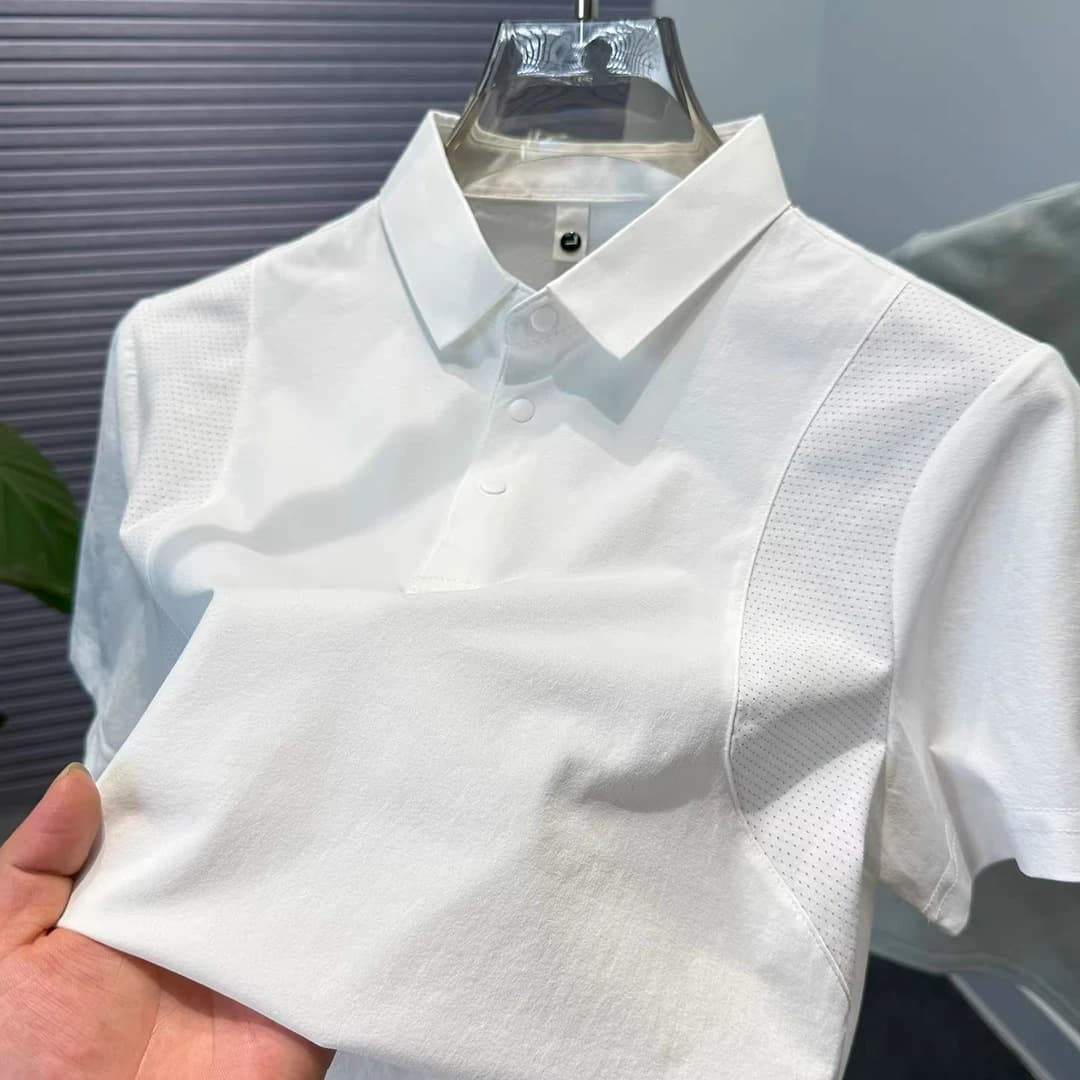 Bestseller Quick-Dry Spliced Polo Shirt for Men, Summer Breathable Sports Casual Premium Business Versatile Turn-Down Collar Top