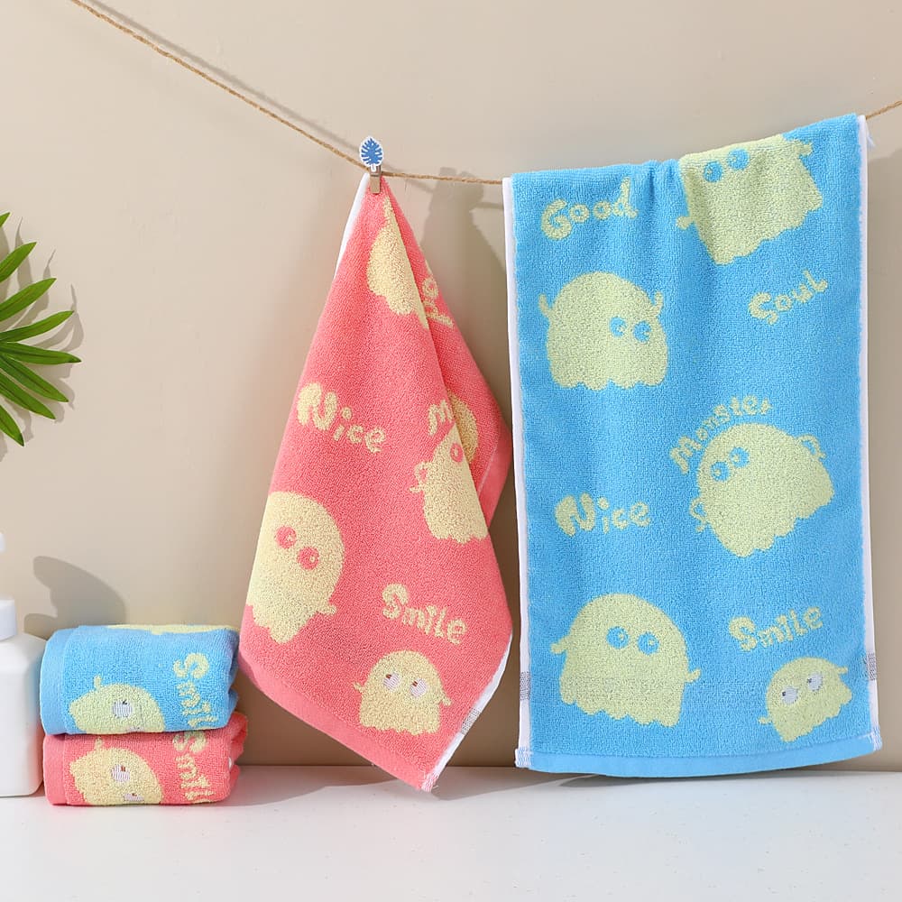 Pure Cotton Cartoon Jellyfish Kids Towel, Highly Absorbent, Soft, Gentle Face Towel, Home Pure Cotton Children's Towel