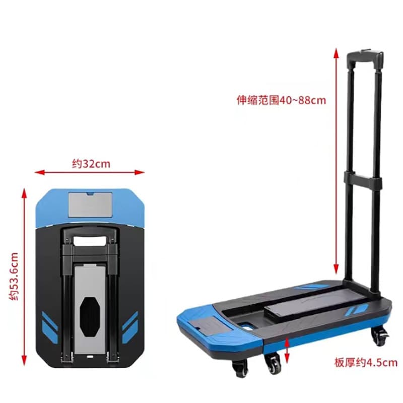 Swivel wheel household foldable trolley, telescopic small cart, six-wheel dolly, luggage cart, mini trailer manufacturer wholesale