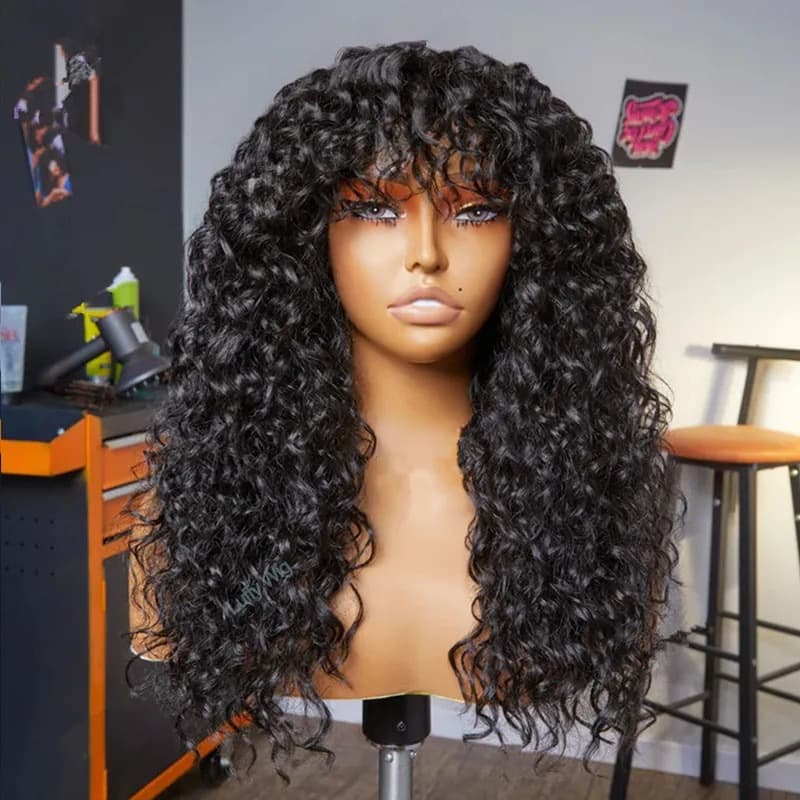 European and American wigs African small curly hair 13x4 front lace middle part small curly long curly hair synthetic high-temperature fiber wig wholesale