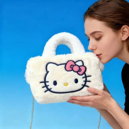 Cute Cartoon Handbag Cat Bag Kuromi Cinnamoroll Shoulder Crossbody Bag Plush Toy Claw Machine Doll Wholesale