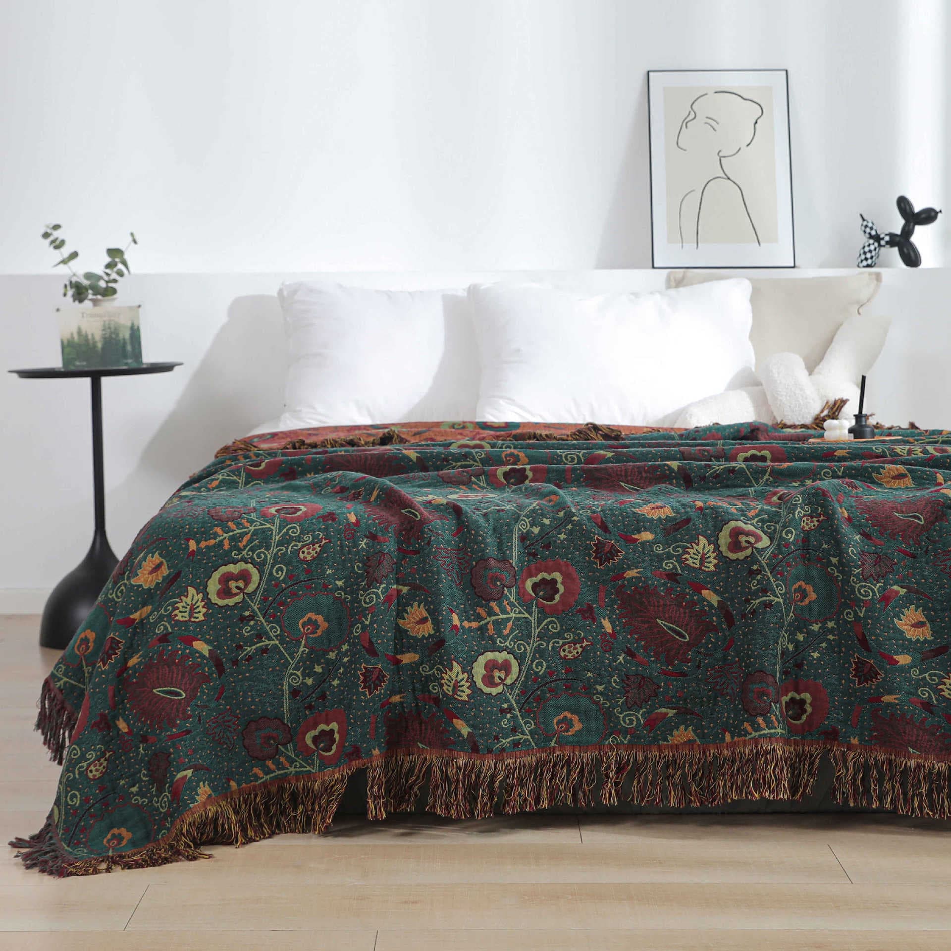 Thin summer tassel jacquard gauze blanket, pure cotton towel blanket, air conditioning blanket, office nap blanket
