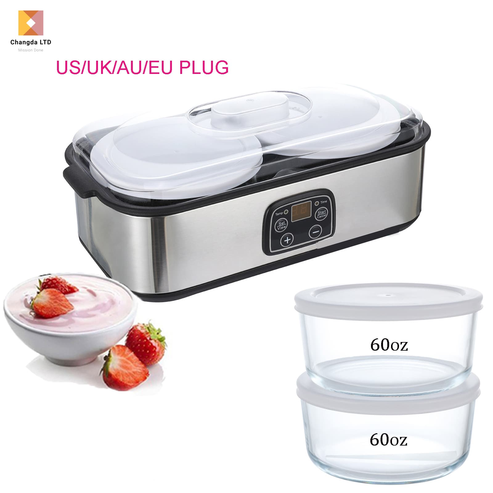 Yogurt Maker Home Large Capacity 2L Milkshake Jam Ice Cream Pudding Maker Cross-border Yogurt Fermenter Fully Automatic