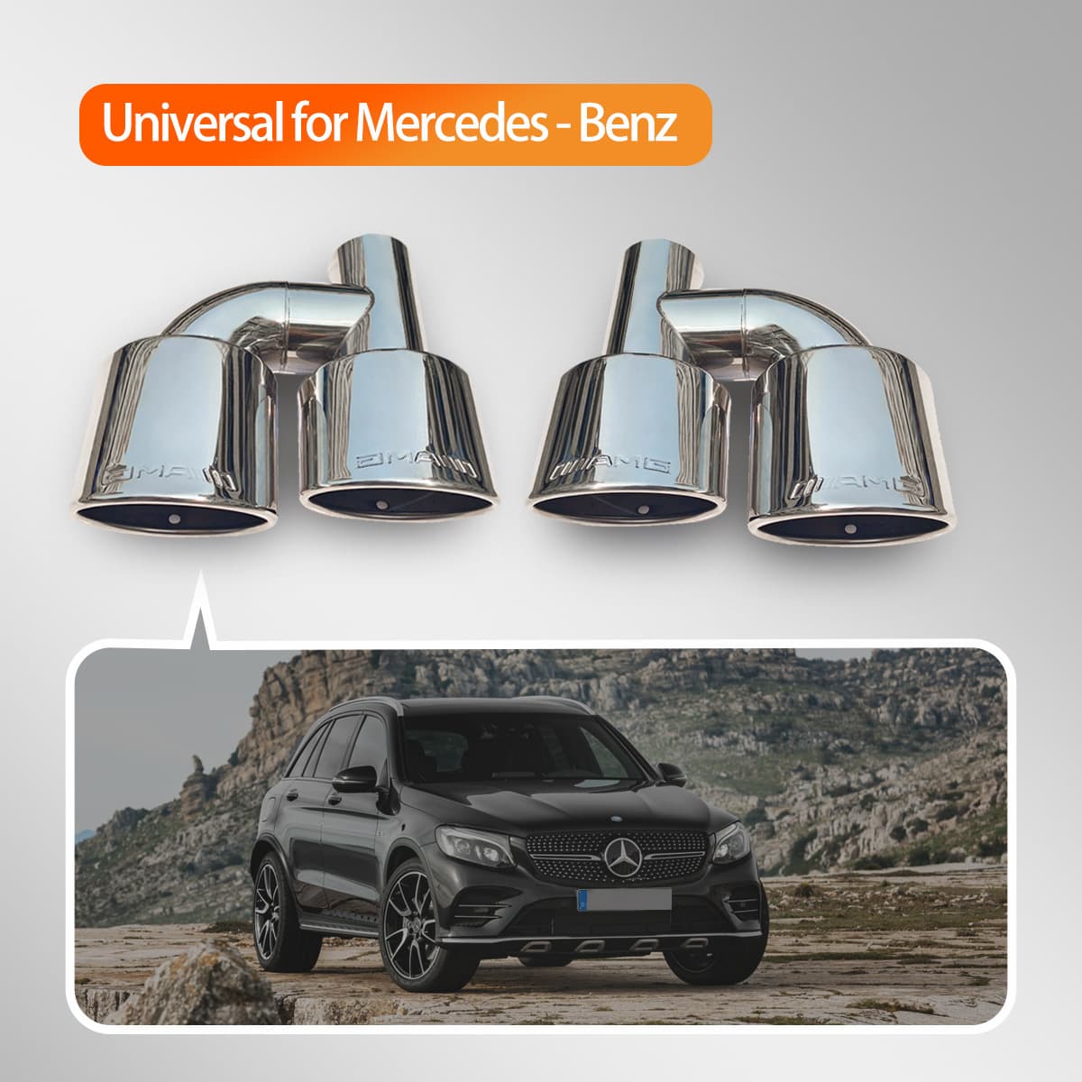 For Mercedes-Benz C-Class 08-14 W204 Quad Exit AMG Style Tailpipe, Old C-Class Modified Exhaust Tailpipe