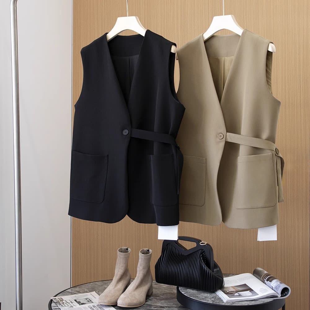 [In Stock] Plus-Size Suit New Style Vest, Curvy Girls Fashion Slimming Versatile Spring/Summer Jacket Waistcoat 5005