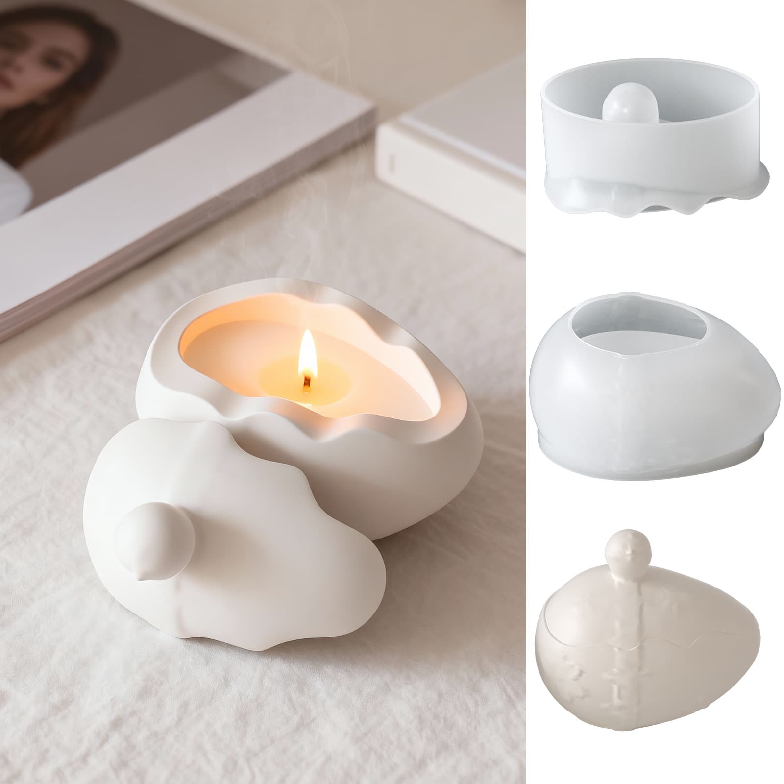 Easter Candle Cup Silicone Mold DIY Resin Egg Decorative Egg Storage Box Plaster Ornament Wholesale
