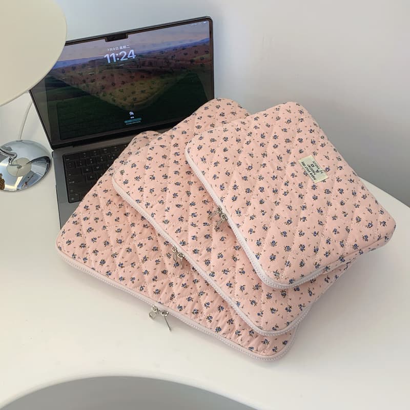 New Women's Korean Style Floral Fashion Laptop Bag, 11-inch Tablet Bag, 13-inch 15-inch Laptop Storage Bag