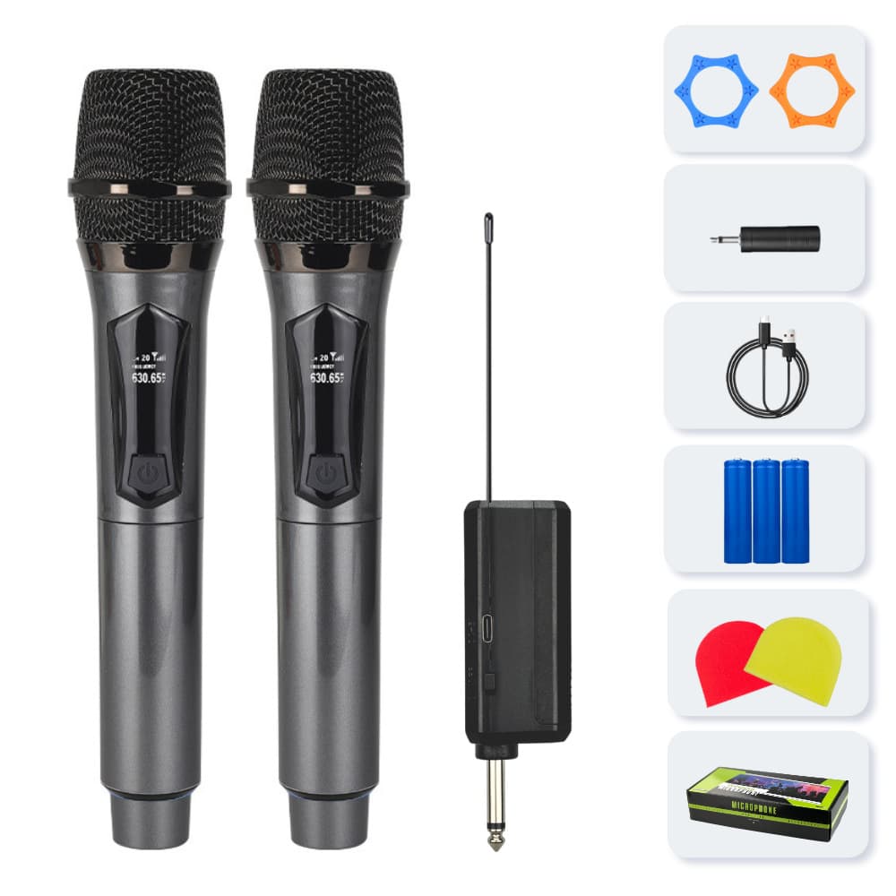 UHF Wireless Microphone System 1-to-2 / 1-to-4 for Professional Stage Performance, KTV, Karaoke, Portable Speaker Box Wireless Mic