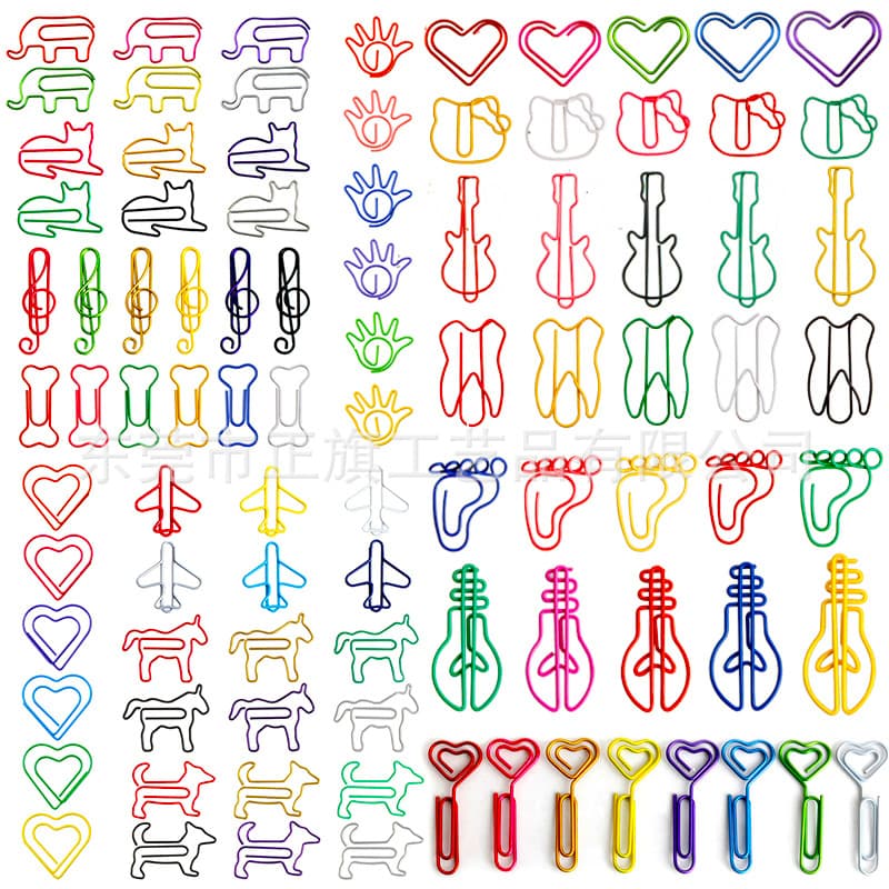 Factory direct supply cross-border hot-selling multiple styles colorful paper clips wholesale, creative paper clips, elementary student document clips ready stock