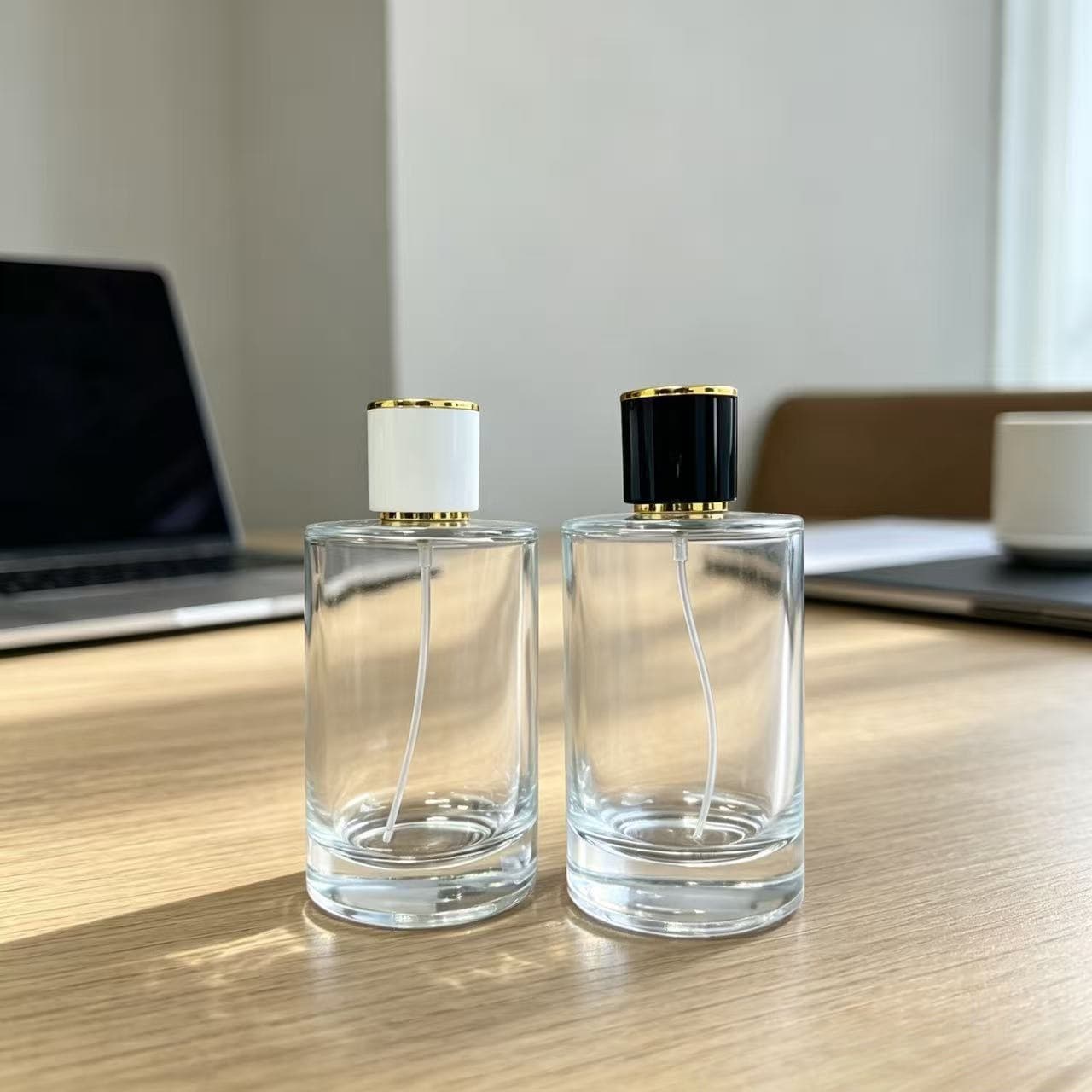 100ML Screw Cap Cylindrical Perfume Refillable Bottle Screw Cap Perfume Bottle Glass Spray Empty Bottle Portable