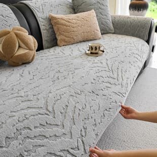 Modern Simple Thickened Plush Sofa Cushion Solid Color Autumn Winter Warm Sofa Cover Non-Slip Soft Sofa Slipcover