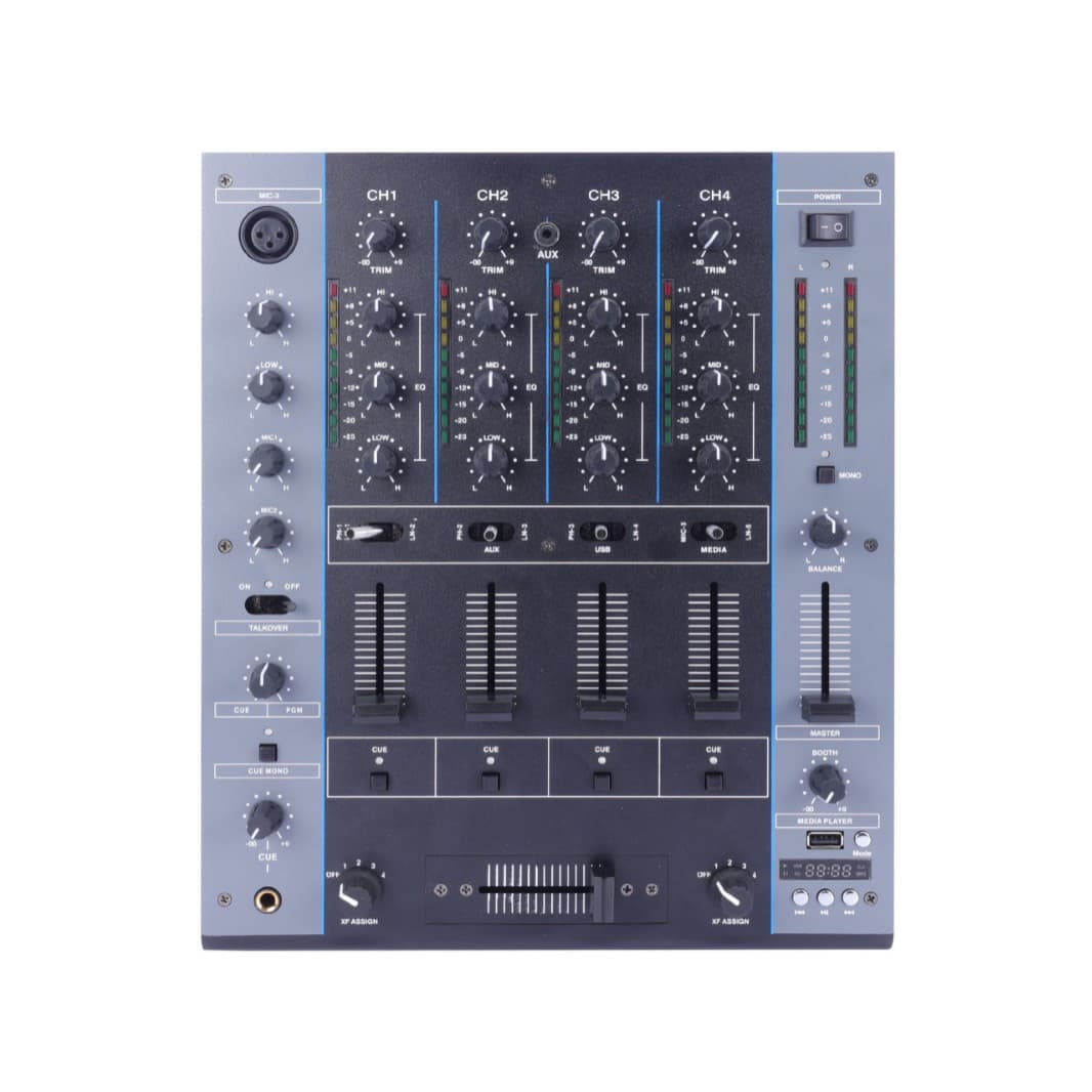 4-Channel USB Mixer for DJ Live Stage Bar KTV Scratch Mixer for Streaming Performances