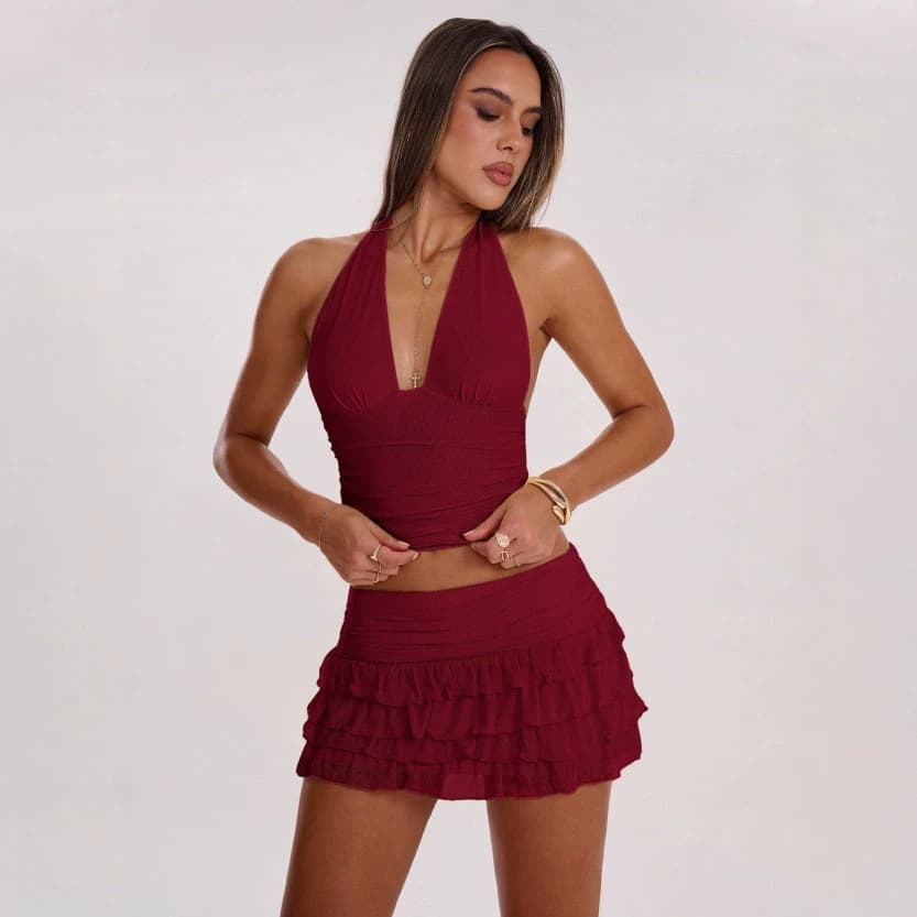 Korean Skirt Swimsuit Feminine Backless Solid Color Simple Covering Flesh and Slimming 2025 New Hot Spring Swimsuit