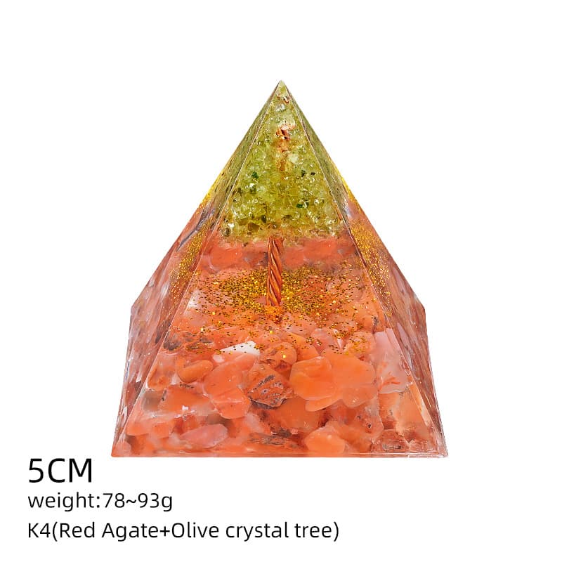 5cm Cross-Border Natural Stone Pyramid Triangle Home Desktop Yoga Meditation Resin Crushed Stone Pyramid Decoration