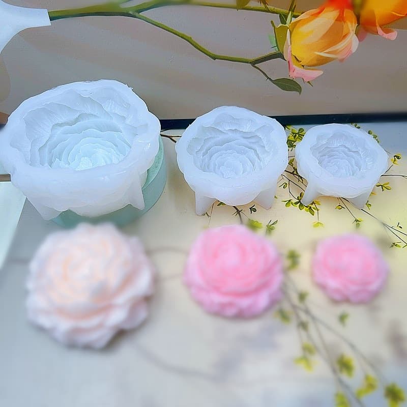 Large Peony Mousse Cake Silicone Mold Aromatherapy Gypsum Candle Decoration Ornament Peony Handmade Soap Mold