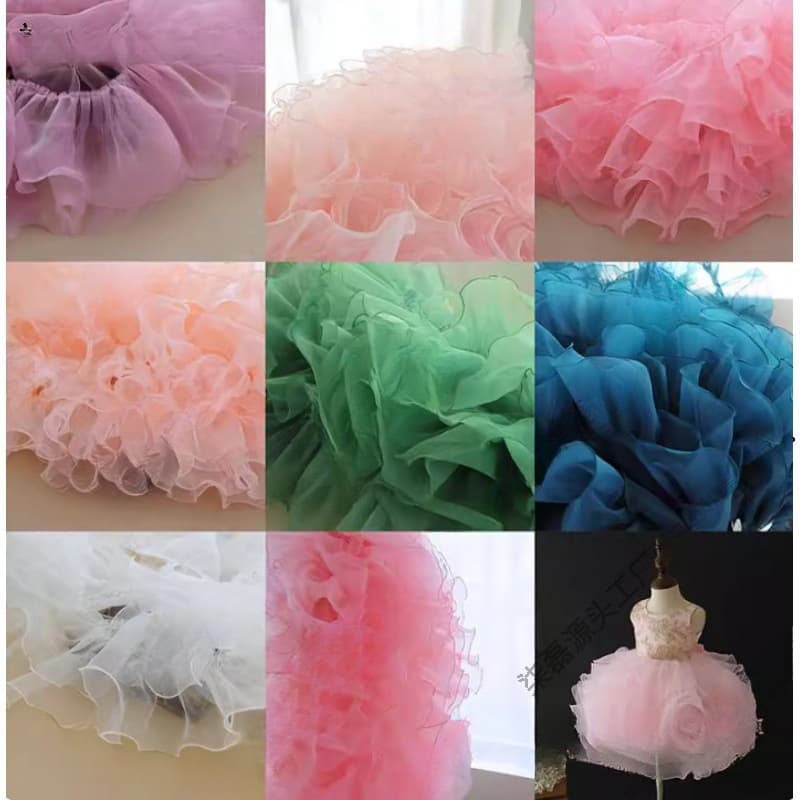 Organza lace trim pink-white edge shirred lace ruffle sleeve collar new stiffened recommended