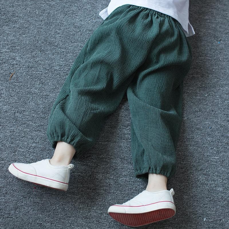 Forest-style Kids Mosquito Repellent Pants, Lightweight Cotton Gauze, Loose Harem Pants, Boys Air Conditioning Pants, Girls Summer Long Pants