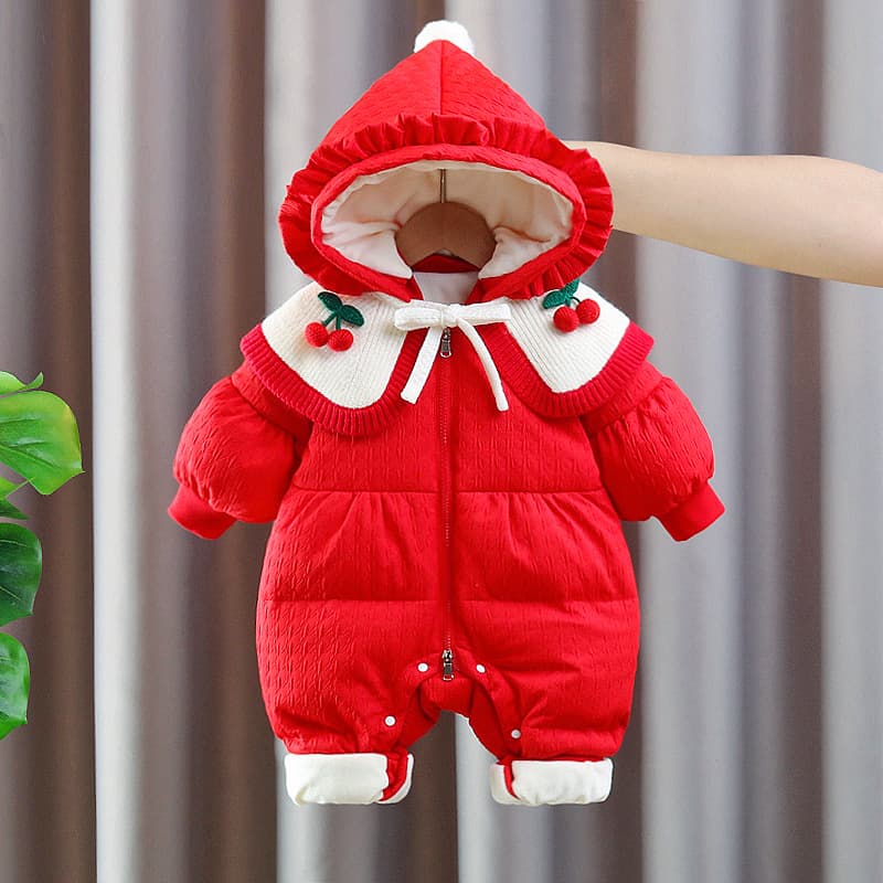 Newborn Baby Winter Outfit Cape Romper Cotton Padded Thickened Swaddle Suit for Going Out