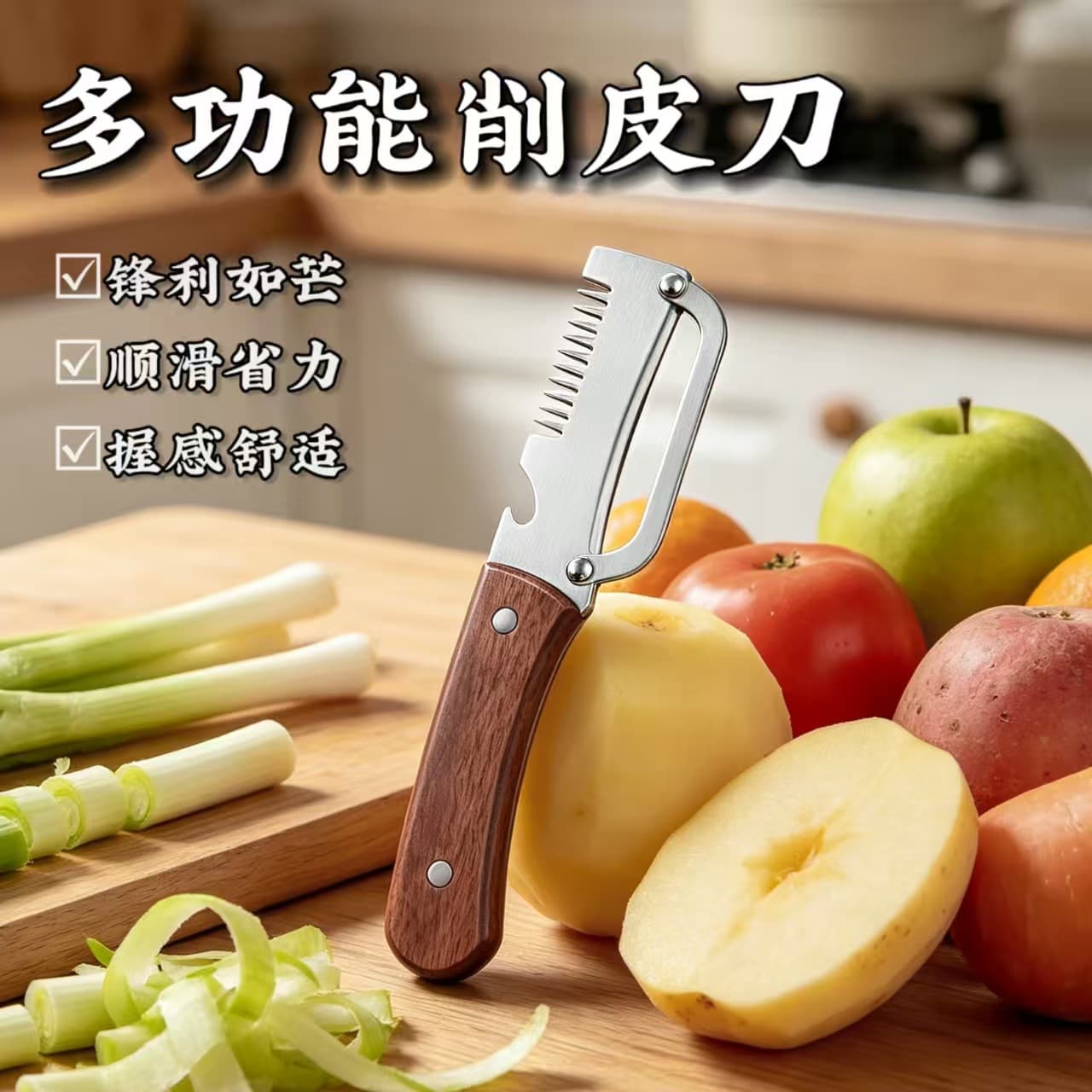 Multifunctional peeling onion knife, scraping green onion artifact, kitchen fruit peeling melon peeling sugar cane knife, stainless steel peeler