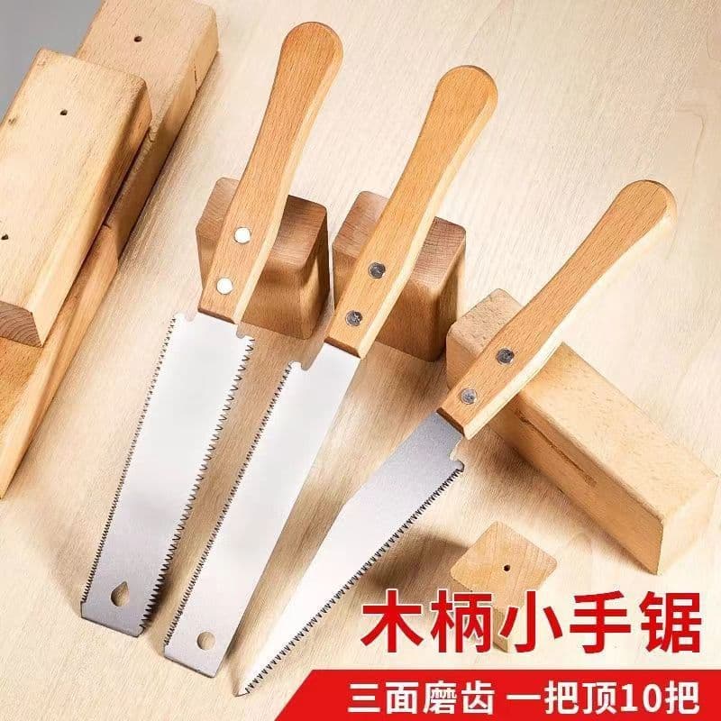 Japanese Double-Sided Saw SK5 Alloy Steel Ultra-Fine Teeth Wood Handle Manual Saw for Woodworking Tenoning and Tree Cutting