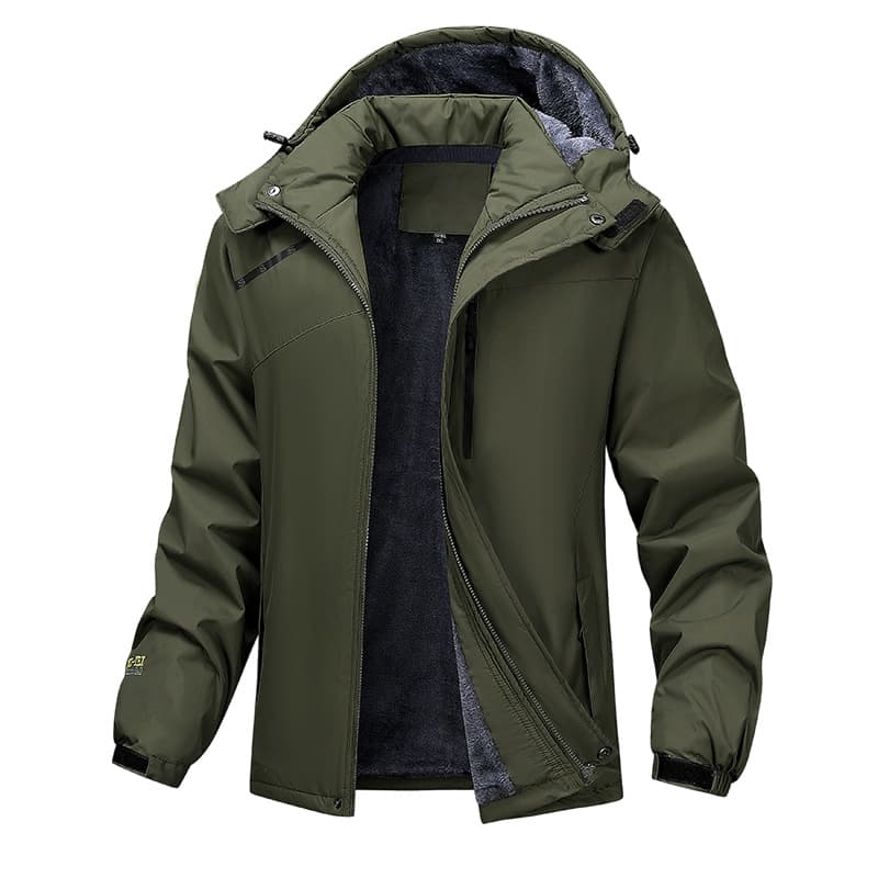 Men's Fleece-Lined Thick Cotton Jacket for Autumn and Winter, Windproof and Waterproof Winter Coat, Cold-Weather Warmth Cotton Padded Jacket