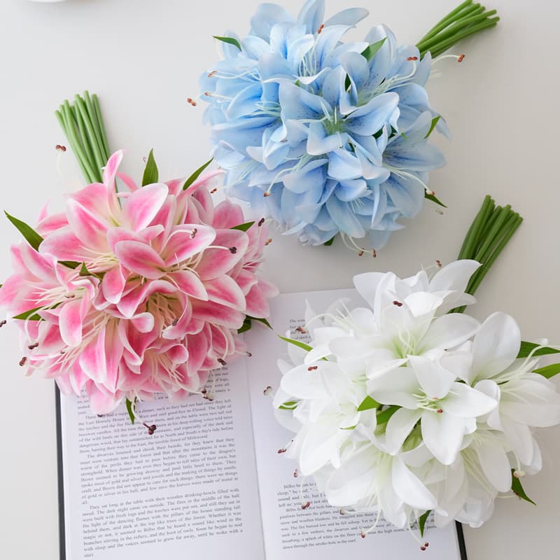 20 Heads Lily Bouquet, Artificial Flowers, Wedding Decorations, Aisle Decor, Bouquets, Wedding Room Decor, Party Favors, Fake Flowers