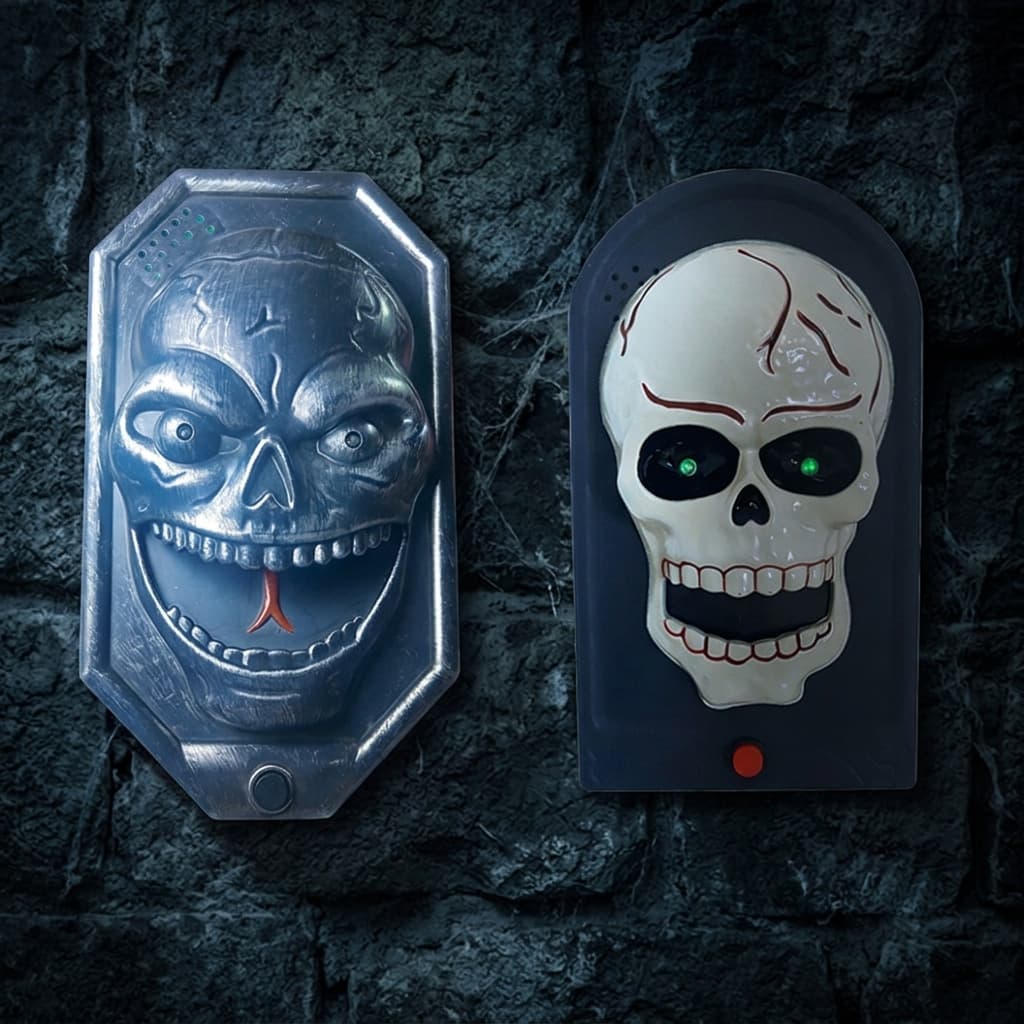 Halloween LED Electronic Doorbell Creative Escape Room Prank Skull Doorbell Hanging Ghost Festival Atmosphere Decoration Prop