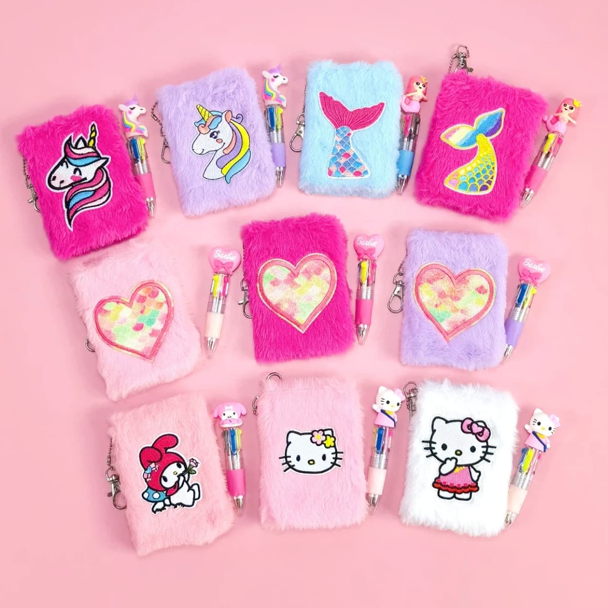 New school season cartoon children's plush mini notebook student pendant pocket writing note notebook with pen