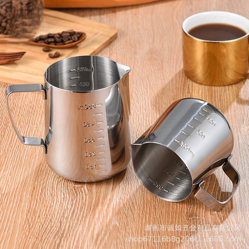 304 Stainless Steel Latte Art Pitcher with Spout and Scale, Milk Frothing Cup, Wax Melting Cup, Frothing Pitcher
