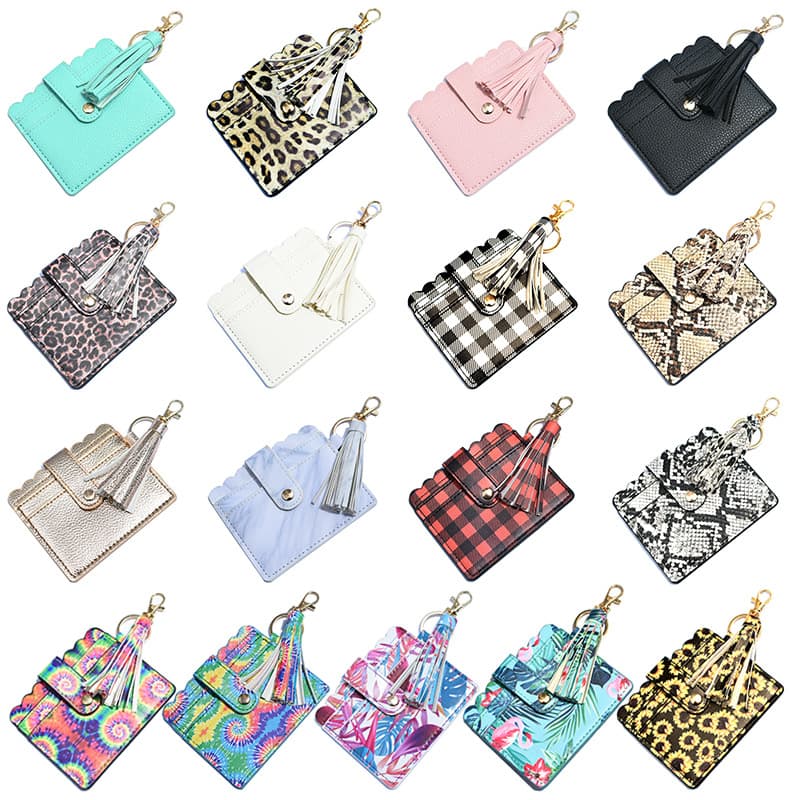 Cross-border Amazon European and American creative PU card bag women's coin purse bus card holder leather tassel clutch bag