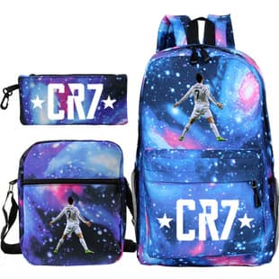 Cross-border Hot Selling Football Star Kids Backpack Amazon Bestseller Primary and Secondary School Student Backpack 3-Piece Set