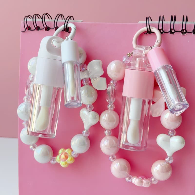 4ml ready-made keychain lip gloss tube mini lip glaze tube packaging material lip gloss lip mask with pendant portable beauty packaging material