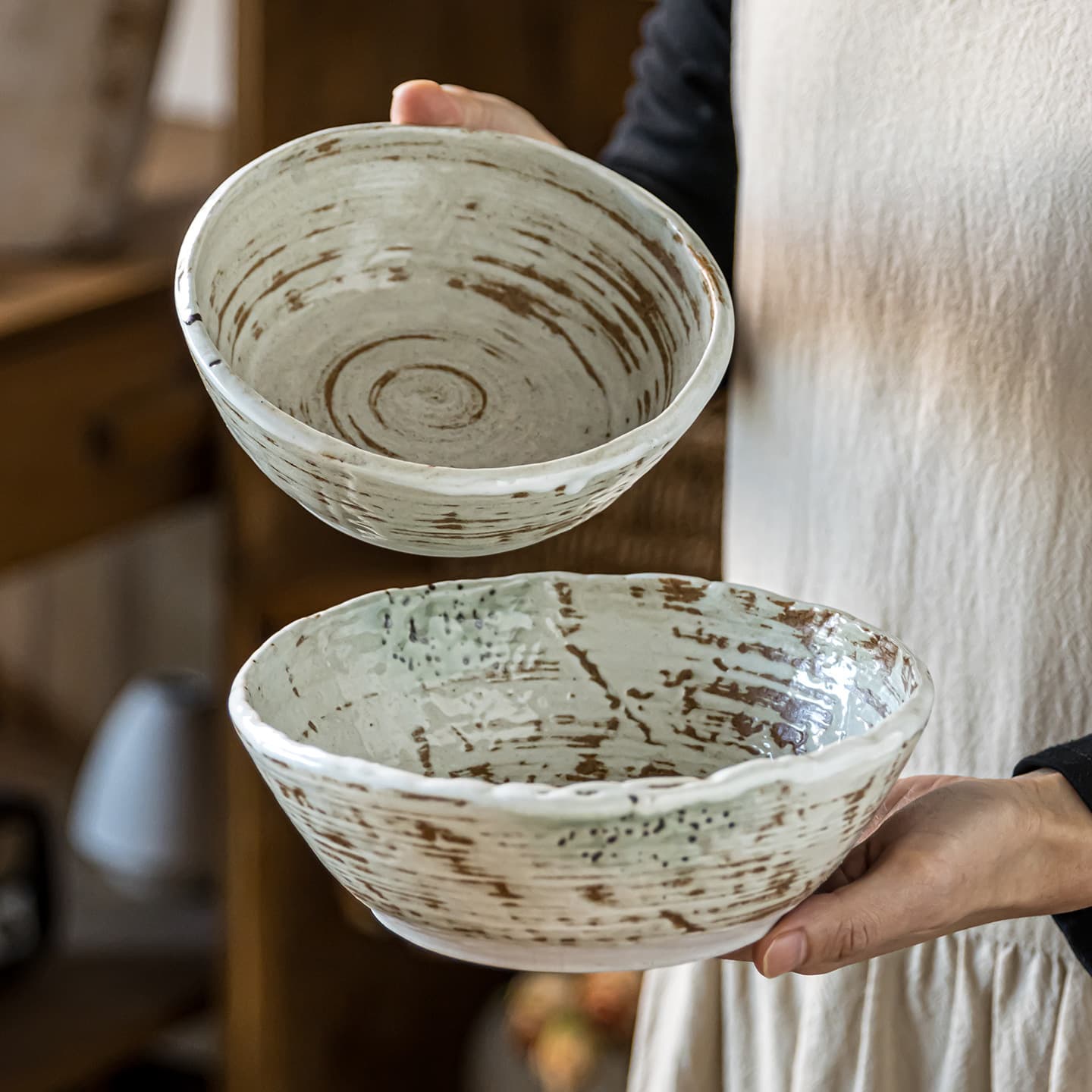 Wabi-Sabi Style Ceramic Bowl Japanese Tableware Salad Bowl Vegetable Bowl Wholesale Fruit Bowl Soup Bowl Breakfast Bowl Western Cuisine Mixing Bowl