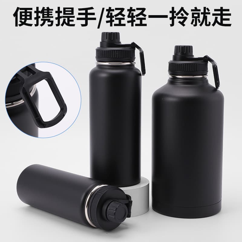 64oz Space Bottle Large Capacity Portable Travel Bottle with Handle, Multi-Lid Vacuum Water Cup Sports Water Bottle for Export