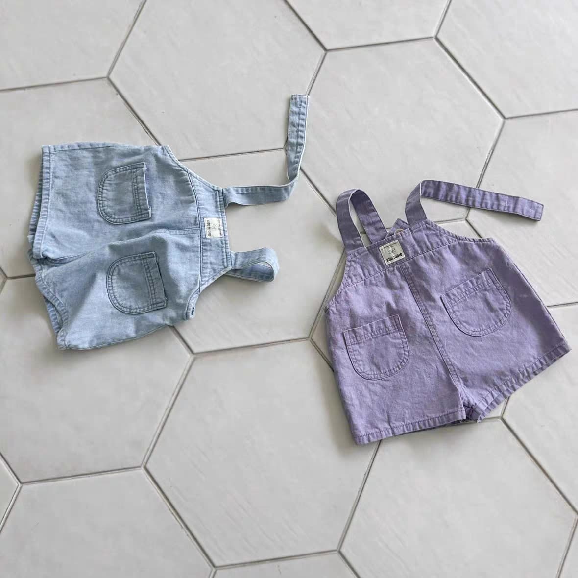 Korean Style Summer Short Denim Overalls for Baby Boys and Girls, Breathable, Fashionable, Pure Cotton, Loose Fit