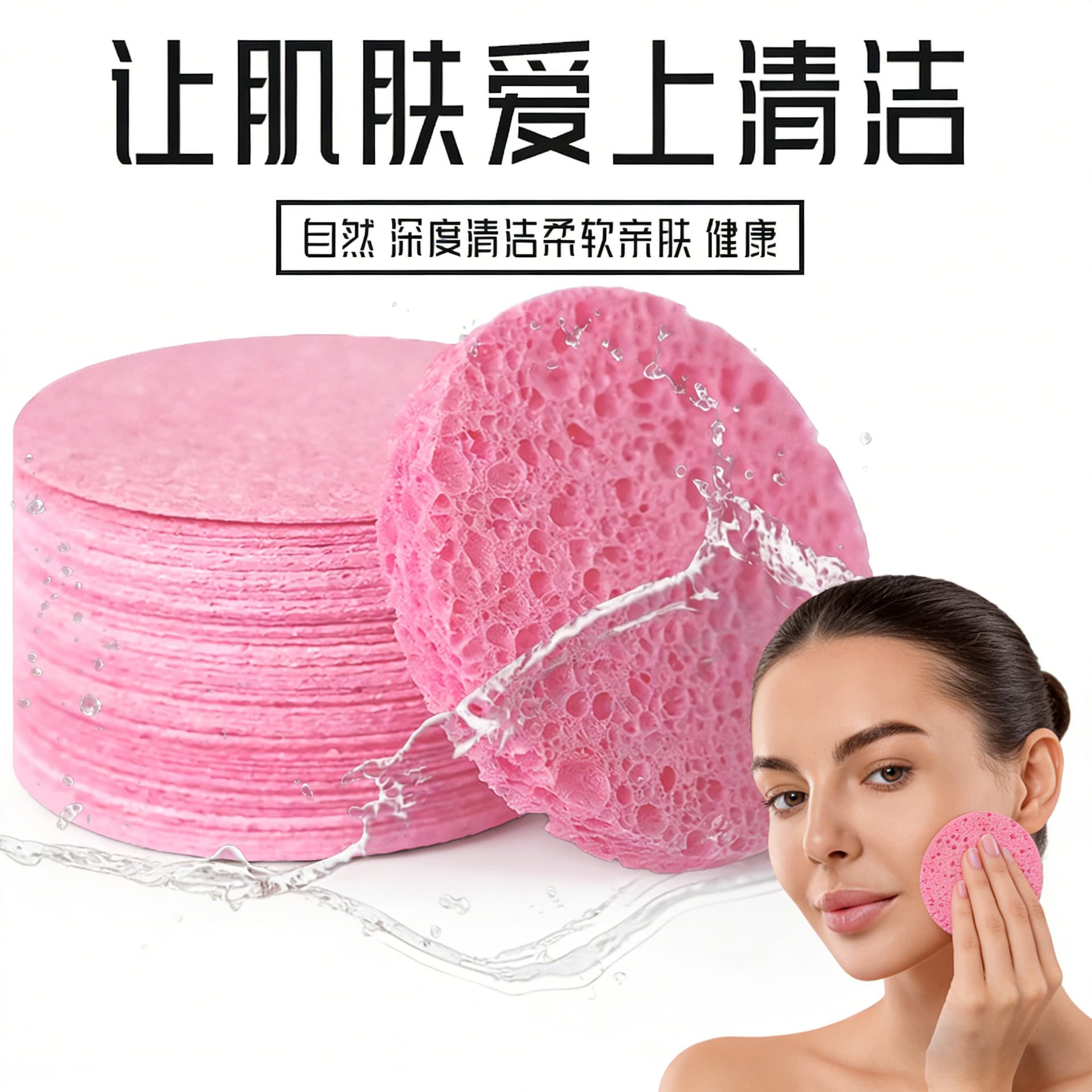 Cross-border Supply Wood Pulp Cotton Facial Sponge Round Compressed Powder Puff Cleansing Makeup Remover Biodegradable Wood Pulp Sponge Scrubber