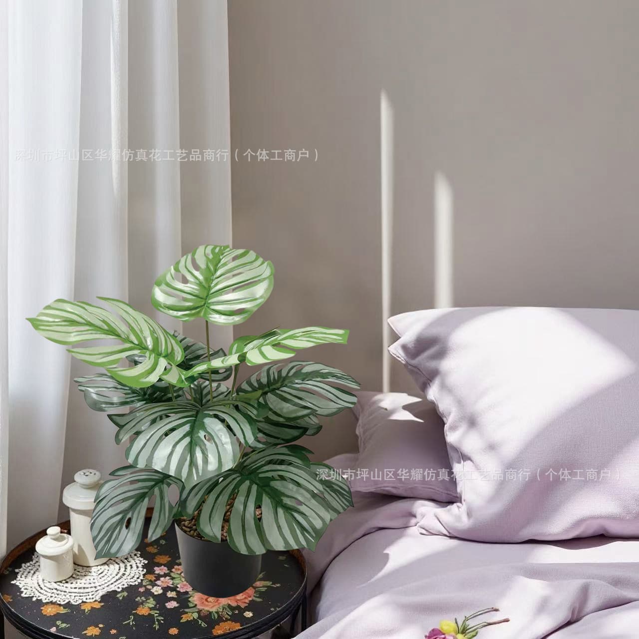 Cross-Border Hot Selling Artificial Fake Flowers Green Plants Monstera Money Tree High-End Realistic Fake Plants Scene Decoration