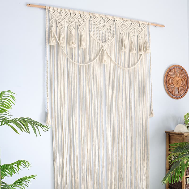 Cross-border Bohemian Nordic Cotton Rope Handwoven Curtain Tassel Decorative Tapestry Woven Door Curtain for Guesthouses