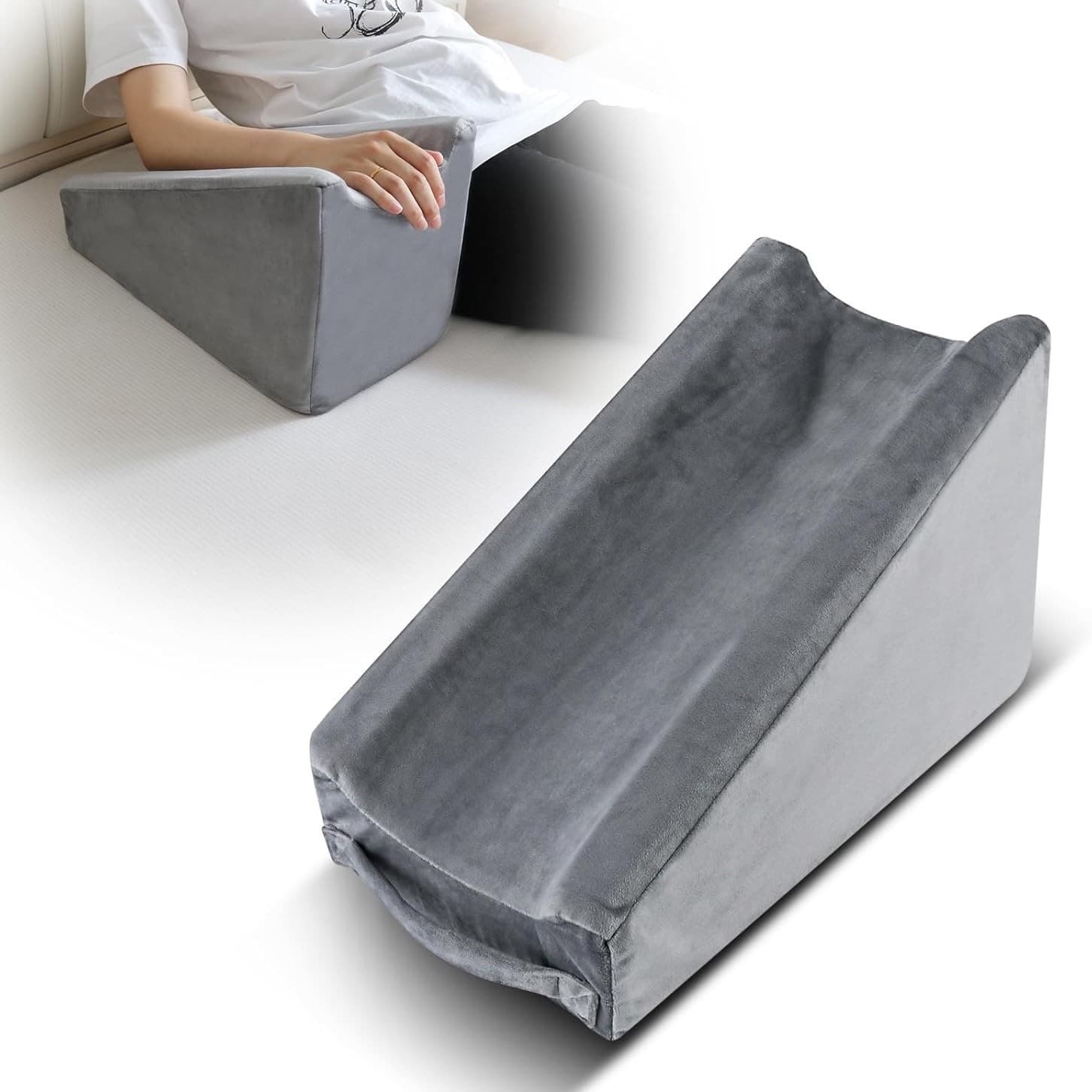 Arm elevation pillow, upper limb and arm raising cushion, forearm triangular sponge pad, post-arm fracture rehabilitation care pad.