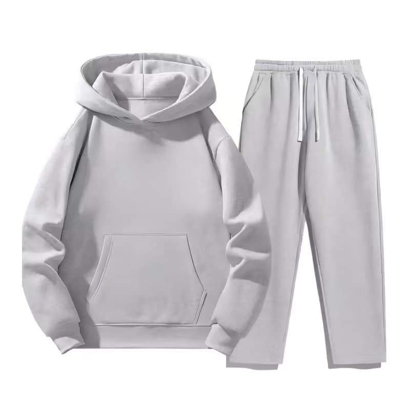 Men's Sports Suit 2-Piece Set Fashion Hoodie Casual Warm Wide-Leg Pants Set