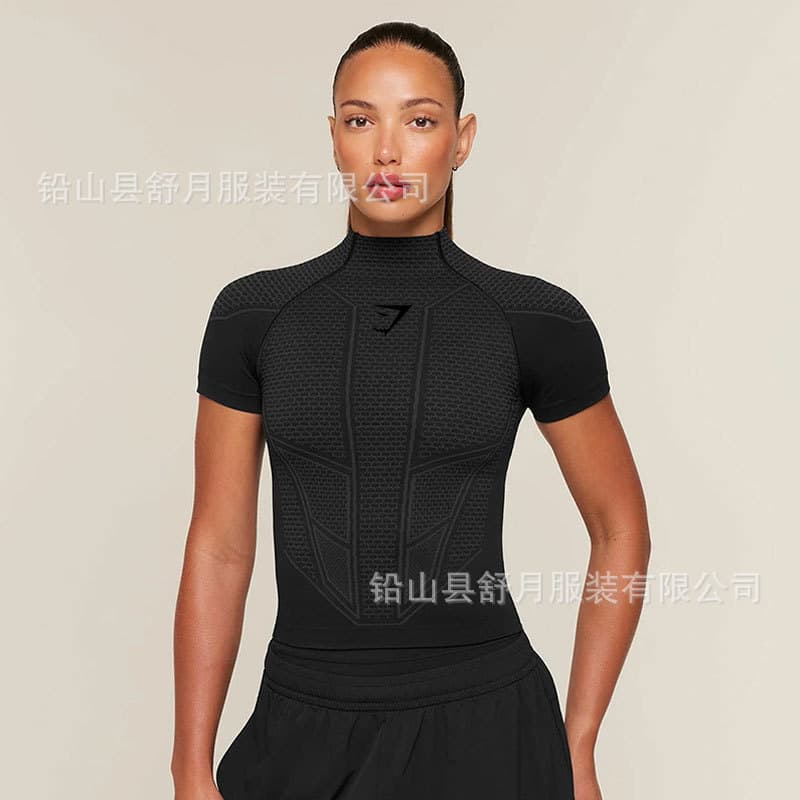 New GYMSHARK/ONYX V Women's T-Shirt Athletic Fitness Stretch Crew Neck Short Sleeve Tight Top Training Wear