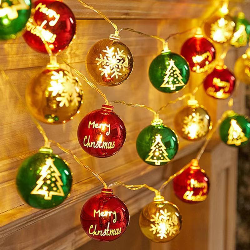 Cross-border Christmas LED Decorative String Lights Star Sphere Gift Box Electroplated Ball Indoor Decoration Holiday Layout Light