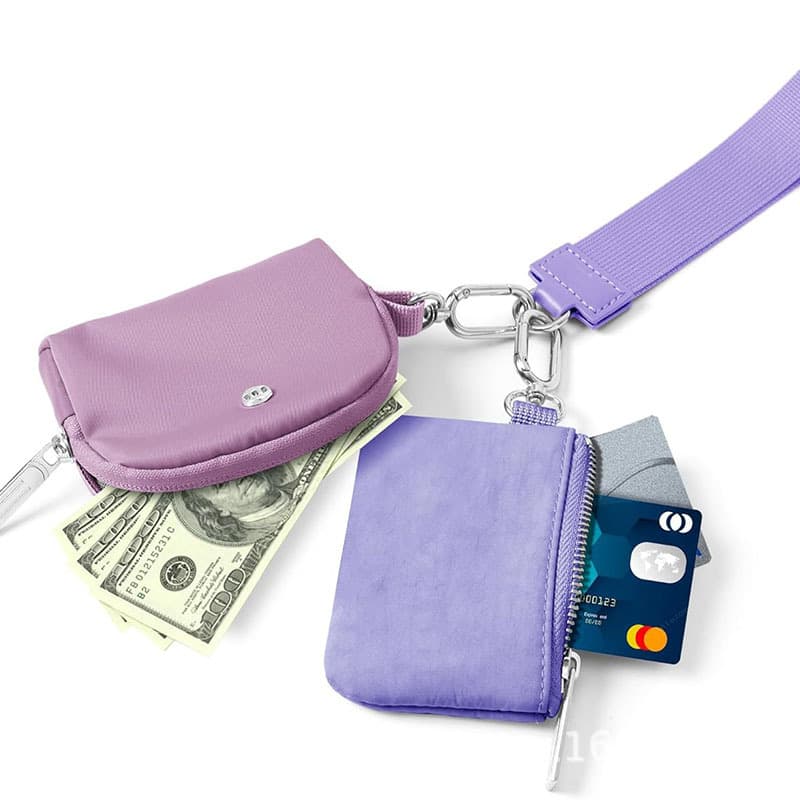 Colorful Dopamine Style Nylon Coin Purse Wristlet Two-in-One Wallet Large Capacity Key Holder Card Case