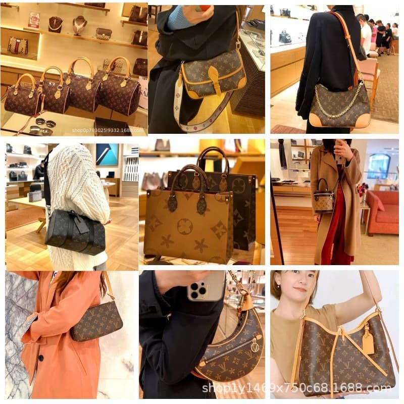 26 Year M LV Women's and Men's Shoulder Crossbody Bag Handbag Tote Shopping Bag Baguette Horn Carr Genuine Leather